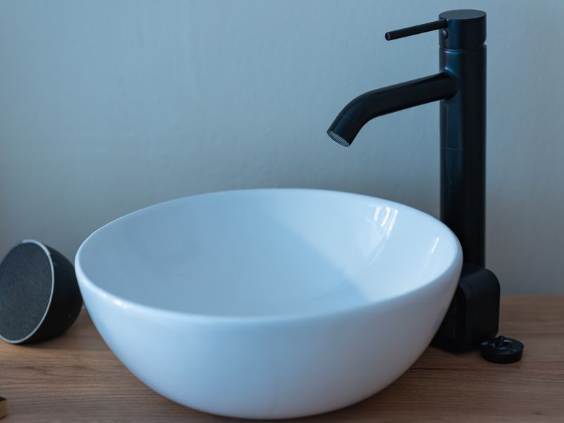 Vessel Basin with Black Tap